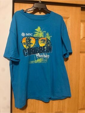 MSC Caribbean Cruising Graphic Tee in Teal Blue